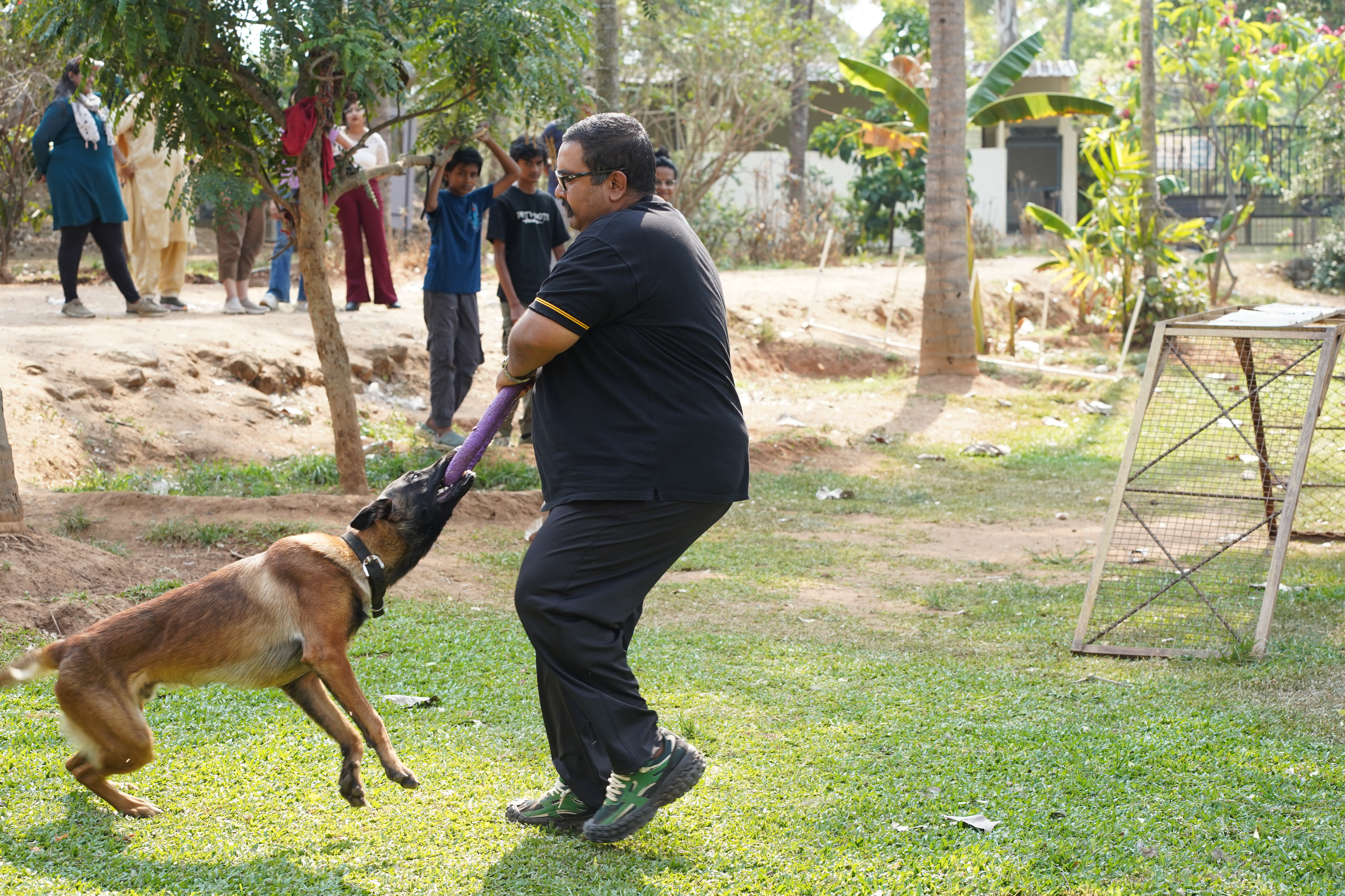 Children learning safe dog interaction and canine education in Bangalore