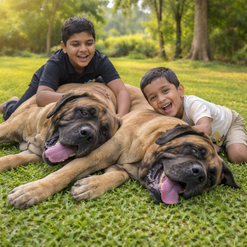 Children learning with dogs