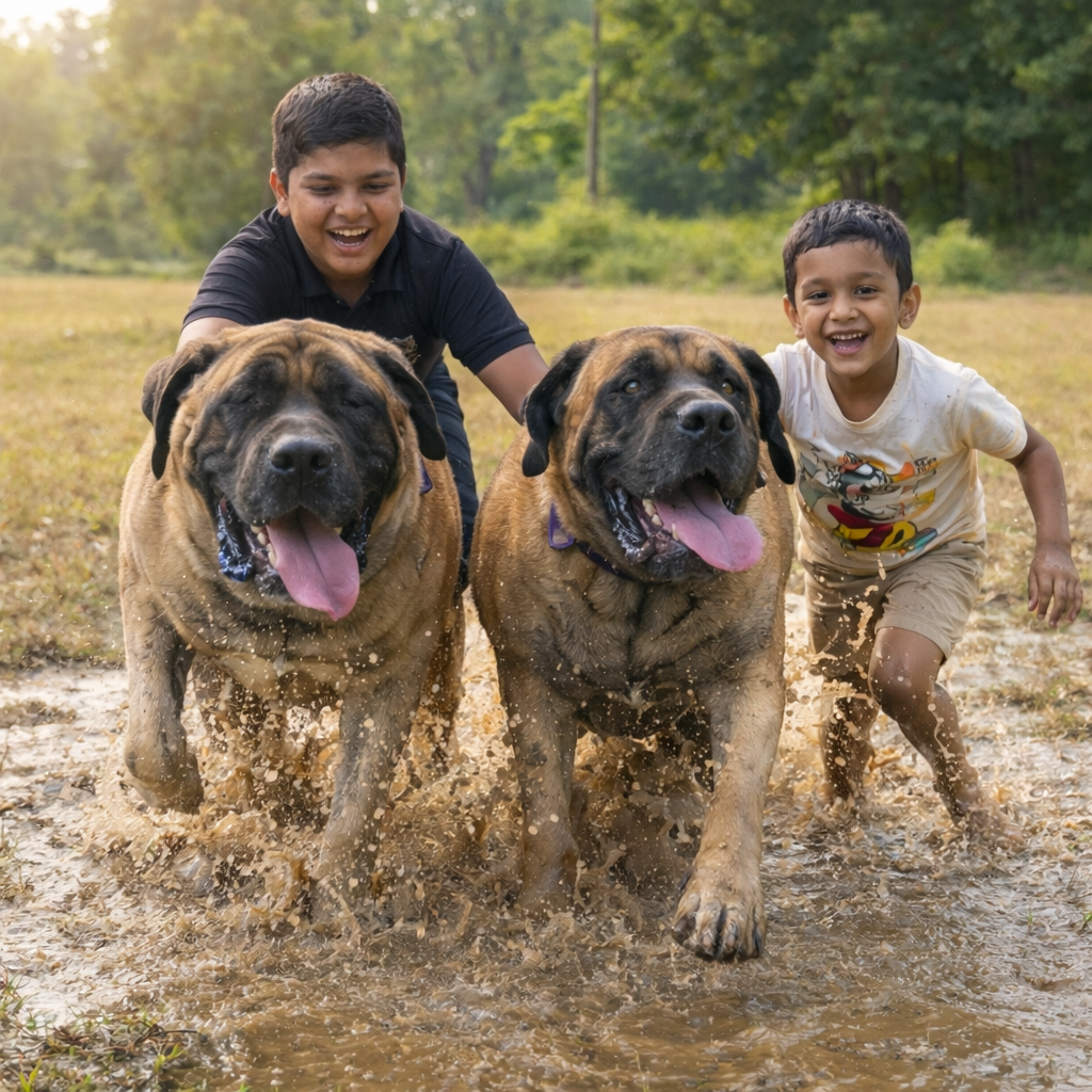 Children learning with dogs